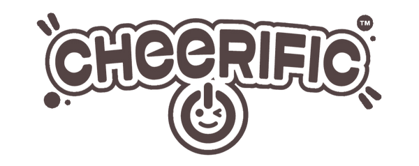 Logo of 'CHEERIFIC' with a smiley face symbol on a white background