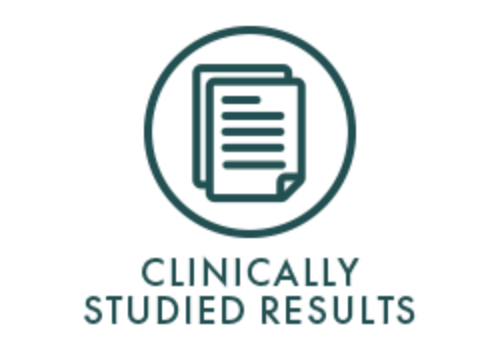 Icon of a document with 'Clinically Studied Results' text on a black background2